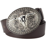 White Tauren Alloy Bulk Buckle Pu Leisure Youth Lap Black Belt Fashion For Men Cowboy