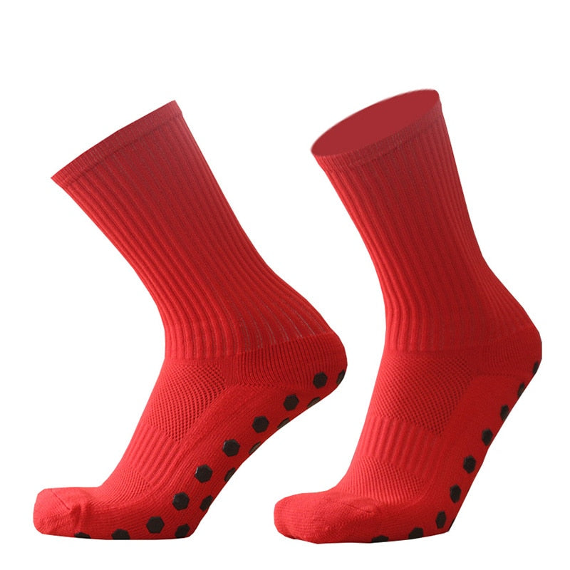 New Solid Color Hexagon Dispensing Sports Men Women Football Socks Round Silicone Suction Cup Grip Anti Slip Soccer Socks