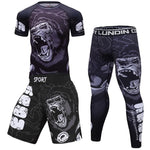 Boxing Set Compression Men Sport T-shirts+Pants Rashguard Jitsu Bjj Rash Guard KickBoxing Sets Muay Thai Jersey MMA Fightwear