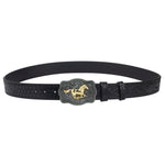 Horse Buckle Leather Embossing Belt For Men Fashion Retro