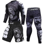 Boxing Set Compression Men Sport T-shirts+Pants Rashguard Jitsu Bjj Rash Guard KickBoxing Sets Muay Thai Jersey MMA Fightwear