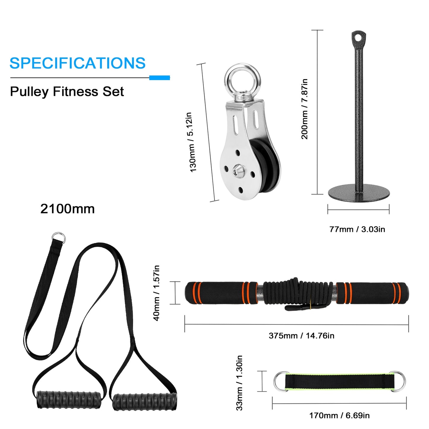 Home Gym Fitness DIY Pulley Cable Machine Attachment System Lifting Arm Hand Strength Training Leg Tendon Stretching Equipment