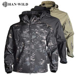 HAN WILD Hunting Jackets Soft Military Tactical Jacket Man Combat Waterproof Fleece Men Clothing Multicam Coat Windbreakers 5XL