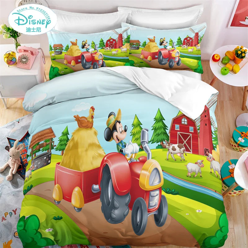 Disney Mickey Minnie Mouse Duvet Cover Sets Quilt Cover Pillowcase Cute Lovely Bedding Set Children Gift