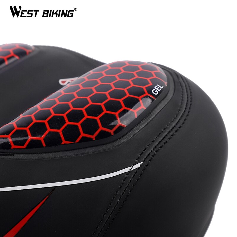 WEST BIKING MTB Bike Saddle Seat with Cycling Taillight Thicken Wide Comfortable Bike Bicycle Saddles GEL Hollow Bicycle Saddle