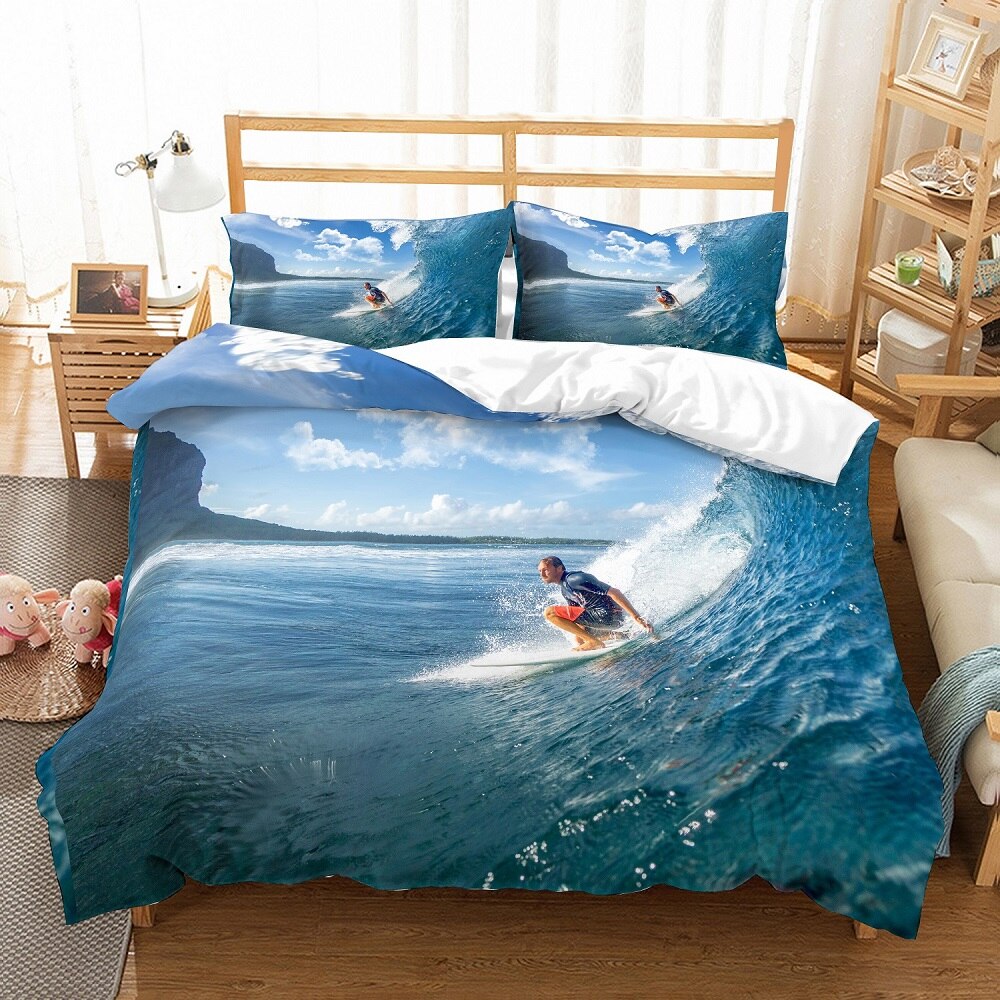 3D Surf Print Bedding Set Modern Extreme Sports Full Size Duvet Cover Bed Linen Cover Home Textile