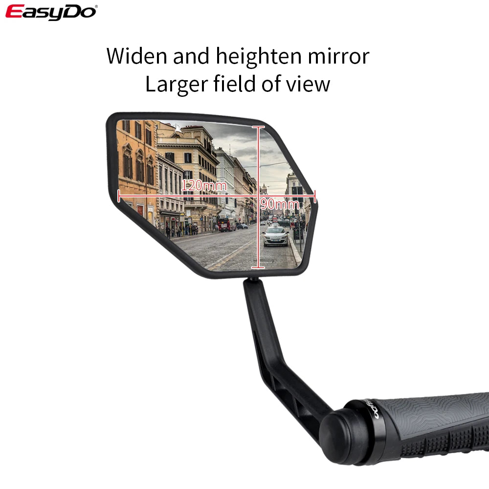 EASYDO Bicycle Rearview Mirror Convex Glass Durable Bike Accessories Universal Wide-Range 360°  Adjustable Bike Handlebar Mirror