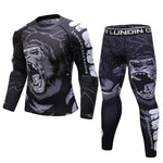 Boxing Set Compression Men Sport T-shirts+Pants Rashguard Jitsu Bjj Rash Guard KickBoxing Sets Muay Thai Jersey MMA Fightwear