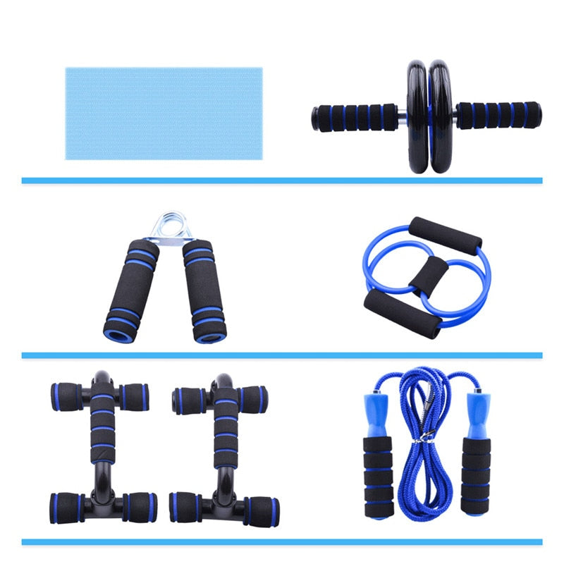 Abdominal Wheel Ab Roller Set Resistance Bands Push Up Stand Bar Home Exercise Bodybuilding Muscle Training Fitness Equipment