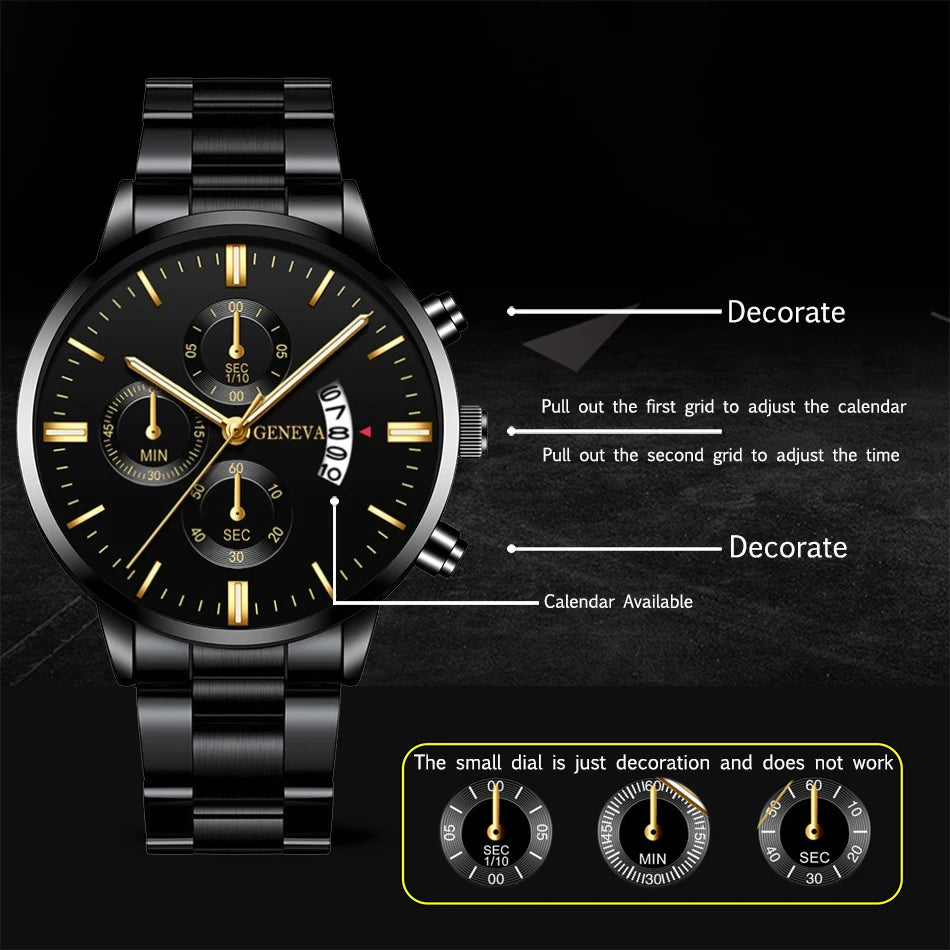 New Fashion Men Stainless Steel Watch Luxury Calendar Quartz Wrist Watch Business Watches Man Clock relogio masculino