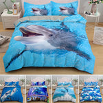 3D Dolphin In Blue Sea Queen King Size Bedding Sets Animal Single Quilt Duvet Cover Set Kids Adult Bed Linen Bedclothes