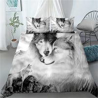 oil painting wolf art duvet/doona cover set single twin double queen king cal king size bed linen set