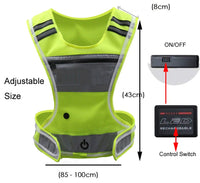 Cycling LED Reflective Vest Running Gear with Pouch USB Charging & Adjustable Waist with 3 LED Glowing Modes Reflective Straps