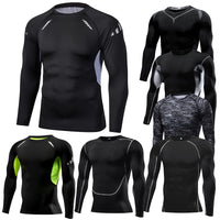 Men Compression Running T Shirt Fitness Tight Long Sleeve Sport Tshirt Training Jogging Shirts Gym Sportswear Quick Dry Rashgard