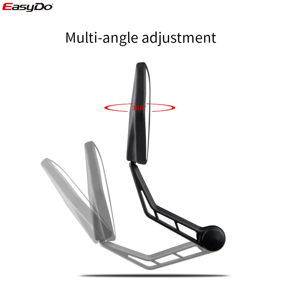 EASYDO Bicycle Rearview Mirror Convex Glass Durable Bike Accessories Universal Wide-Range 360°  Adjustable Bike Handlebar Mirror