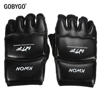 GOBYGO Half Finger Boxing Gloves PU Leather MMA Fighting Kick Boxing Gloves Karate Muay Thai Training Workout Gloves Kids Men