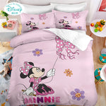 Disney Cartoon Duvet Cover Sets Mickey Minnie Mouse Quilt Cover Pillow Case Digital Printed Bedding Set Boy Girl Gift