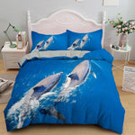 3D Dolphin In Blue Sea Queen King Size Bedding Sets Animal Single Quilt Duvet Cover Set Kids Adult Bed Linen Bedclothes