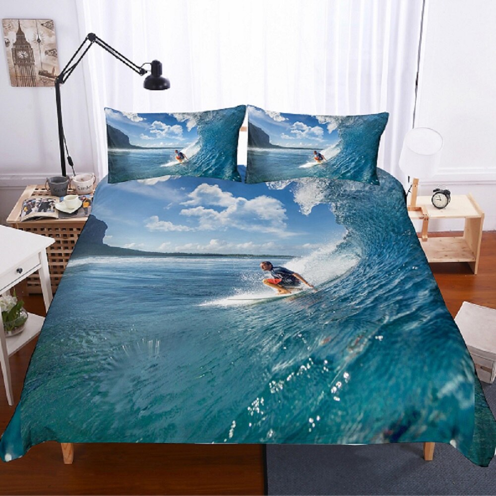 3D Surf Print Bedding Set Modern Extreme Sports Full Size Duvet Cover Bed Linen Cover Home Textile