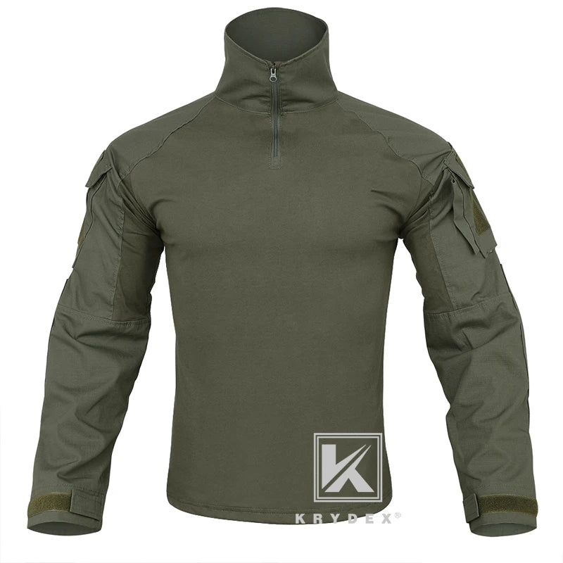 KRYDEX Ranger Green G3 Tactical BDU Combat Shirt For Shooting Hunting Military CP Style Battlefield Assault Tops + Elbow Pads