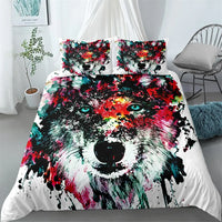 oil painting wolf art duvet/doona cover set single twin double queen king cal king size bed linen set