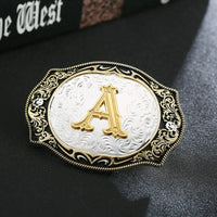 Western cowboy zinc alloy letters A to Z belt buckles for men and women gifts for men and women