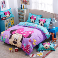 DISNEY Mickey Minnie Mouse Girls Bedding Set Cartoon Digital Printing Soft Pillowcase Duvet Cover Sets Childrens Bedding Set