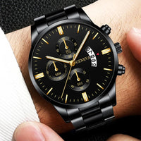 New Fashion Men Stainless Steel Watch Luxury Calendar Quartz Wrist Watch Business Watches Man Clock relogio masculino