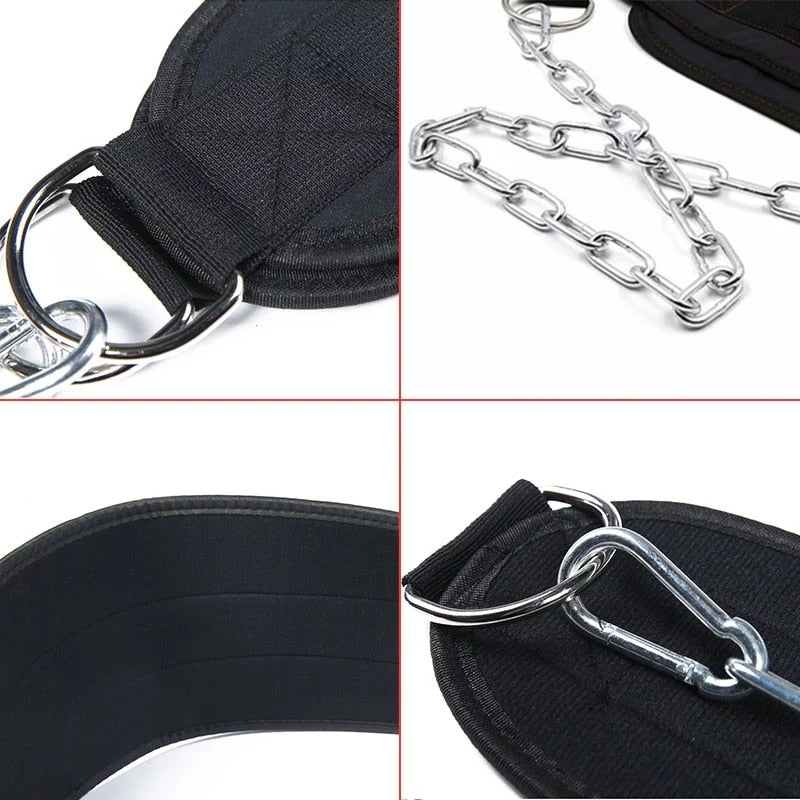 Nylon Lifting Chain Belt Weight Loading Lifting Dip Belt Pull Up Waist Belt for Chin Up Kettlebell Barbell Fitness Bodybuilding