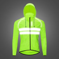 WOSAWE Windproof Cycling Jackets Hooded Men Riding Waterproof Cycle Clothing Bike Long Sleeve Jerseys Reflective Vest Wind Coat