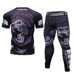 Boxing Set Compression Men Sport T-shirts+Pants Rashguard Jitsu Bjj Rash Guard KickBoxing Sets Muay Thai Jersey MMA Fightwear