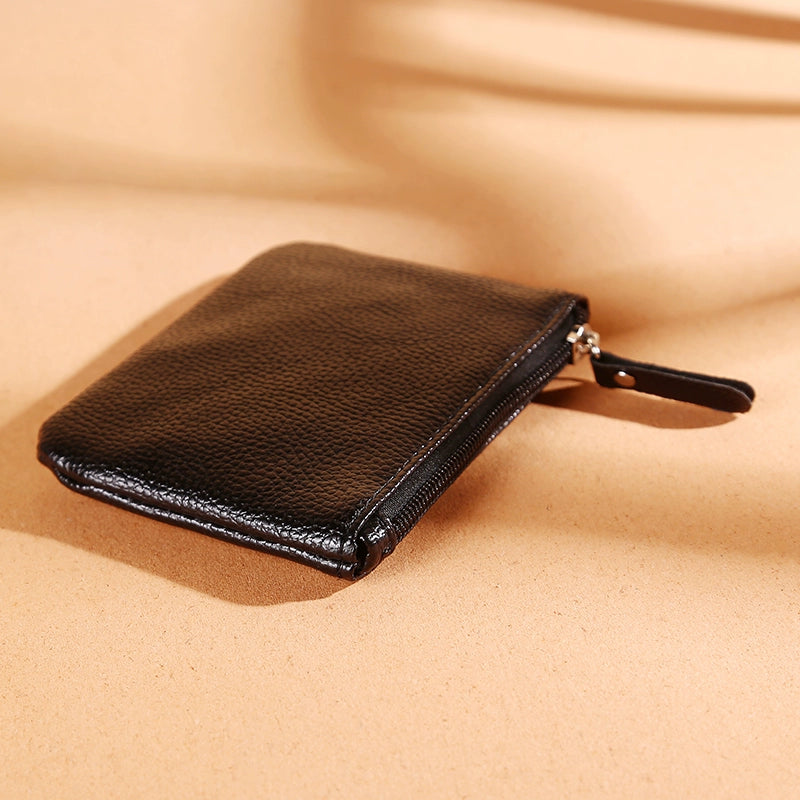 Women's Soft Leather Ultrathin and Simple Key Zipper Coin Purse