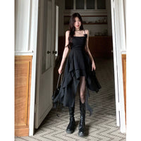 Women's Black Sexy Cover Belly Slim Suspender Dress