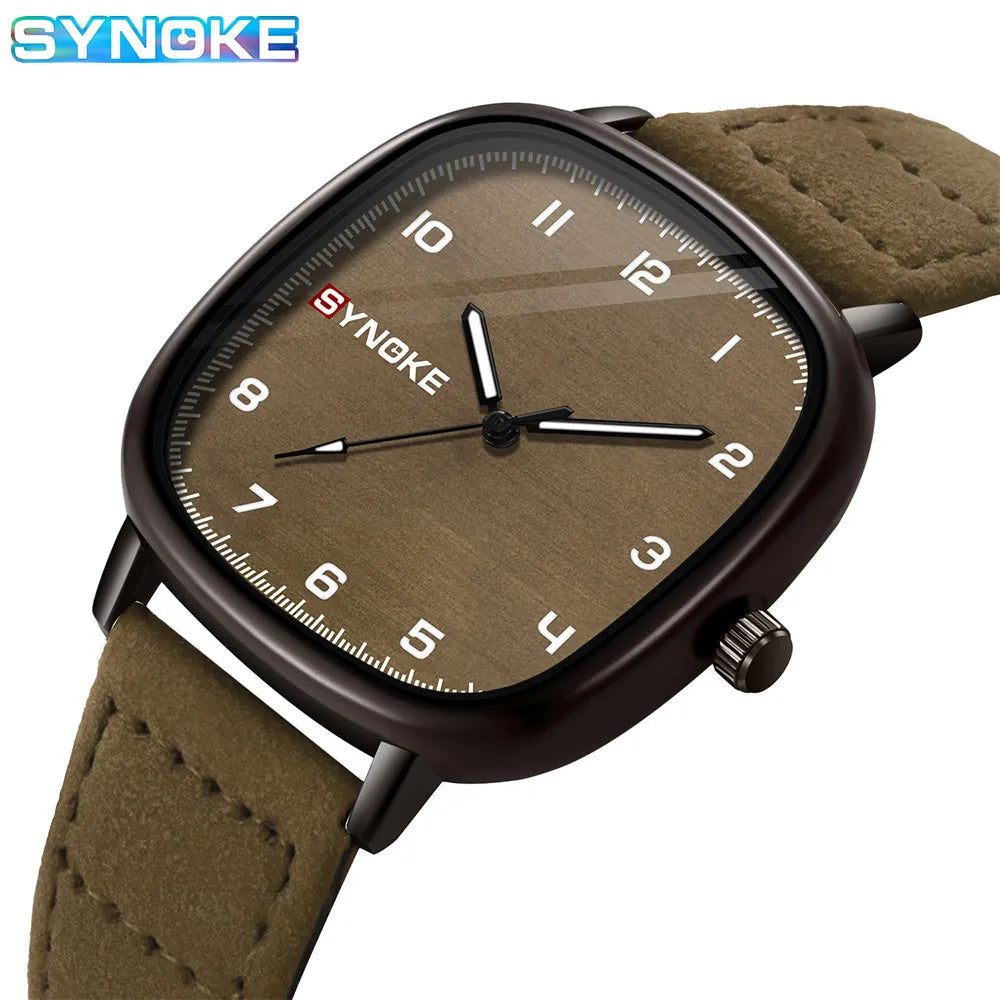 Quartz Watches Waterproof SYNOKE Brand Luxury Leather Strap Japanese Movement Military Watch Men Relogio Masculino