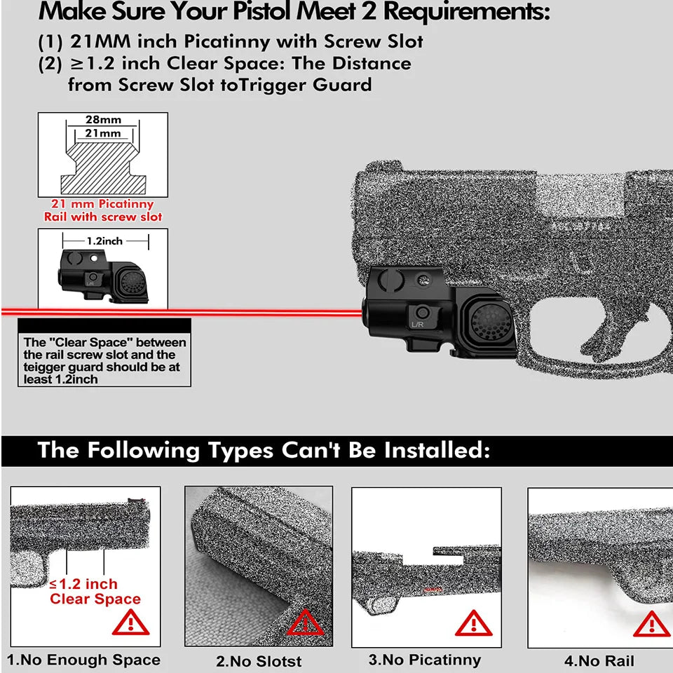 Red Dot Sight Laser Weapon Laser Sight for Gun  Picatinny Rail Rechargeable Laser for Airsoft Pistol Guns,Glock 19 Accessories