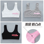 3pcs/Lot Girl Racerback Cotton Sport Training Bra Letter Print Solid Color Wide Strap Underwear