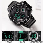 YIKAZE Black Digital Watch for Men Sports Watches Waterproof Outdoor Chronograph Hand Clock G Infantry Shock Student Wristwatch