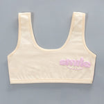 3pcs/Lot Girl Racerback Cotton Sport Training Bra Letter Print Solid Color Wide Strap Underwear