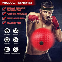 WorthWhile Kick Boxing Reflex Ball with Head Band Fighting Speed Training Punch Ball Muay MMA Exercise Kid Adults Home Equipment