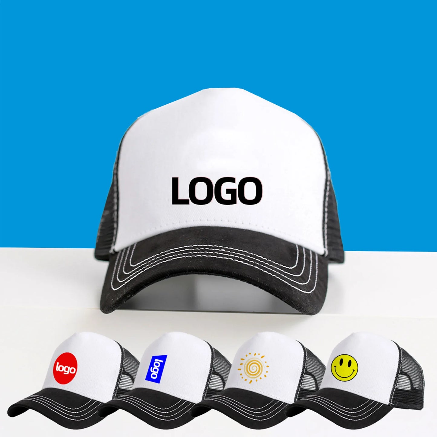 5 Panel Mesh Custom Logo Printing Baseball Cap Women Men Trucker Cap Advertising Cap Embroidery Hat Factory Wholesale Comic Hat