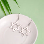 Dawapara Religious Magen Star of David Israel Earrings Jewish Hanukkah Menorah Pendant Earrings Women Stainless Steel Jewelry