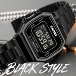 SKMEI 1647 Retro Digital Male Watches reloj hombre Stainless Mens Wristwatches Casual Simple Waterproof Watch Men Clock 1328