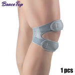 BraceTop 1 PCS Sports Kneepad Double Patellar Knee Patella Tendon Support Strap Brace Pad Protector Open Knee Wrap Band Fitness