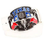 Wild West TEXAS Cowboy Belt Bull Skull Head Metal Buckle American Texan Pride Fashion Waistband For Men