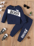 Kids Boy 1-6 Years Fashion Cool Boy Clothing Set Long Sleeves Letter Printed Top Pants Spring Autumn Little Boy Sporty Outfit