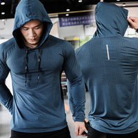 Mens Fitness Tracksuit Running Sport Hoodie Gym Joggers Hooded Outdoor Workout Athletic Clothing Muscle Training Sweatshirt Tops