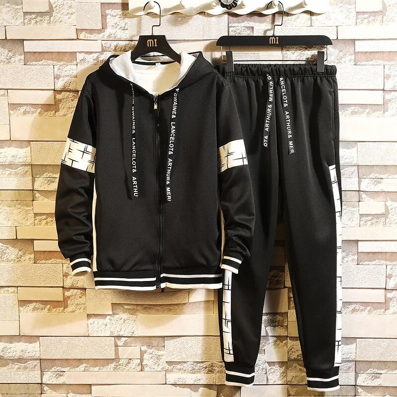 Autumn Hoodie Sets Men Tracksuit Casual Hoodies Sweatshirt+Sweatpants 2 Piece Set Male Pullover Hoody Fashion Streetwear Clothes