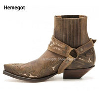 Vintage Brown Ankle Boots Men's Spring and Autumn New Ankle Boots Men's Shoes Riding Shoes British Style Shoes Casual Sneakers