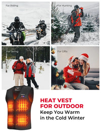 KEMIMOTO Motorcycle Heated Vest Men's Heated Vest With 8 Heating Zone USB Electric Heating Vest For Skiing Fishing Outdoor