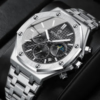 Top Brand Man Casual Watch Luxury Luminous BINBOND B0161 Wristwatch Stainless Steel Waterproof Men Date Calendar Clock